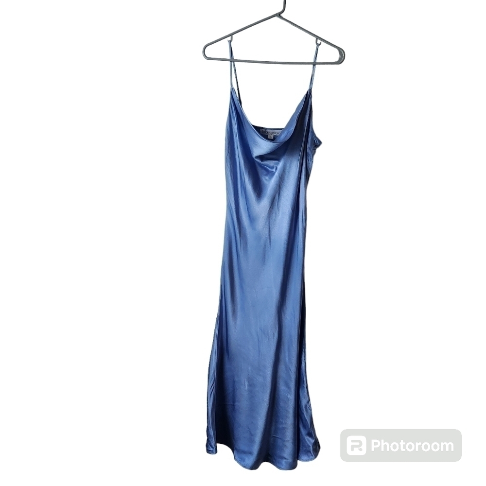 Lola Grace Draped Slip Dress Sz.L Periwinkle Cocktail, Sexy, Date Night Midi